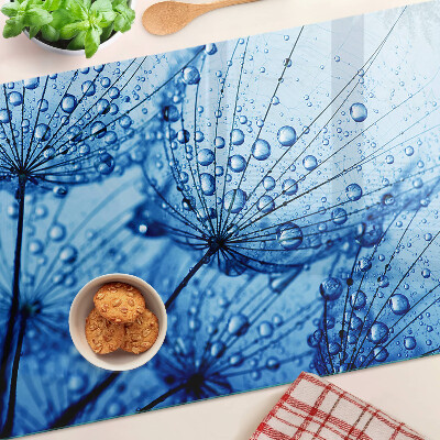 Tabla de cortar de cristal Flores con gotas de agua
