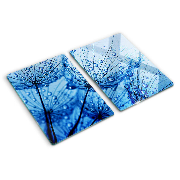 Tabla de cortar de cristal Flores con gotas de agua