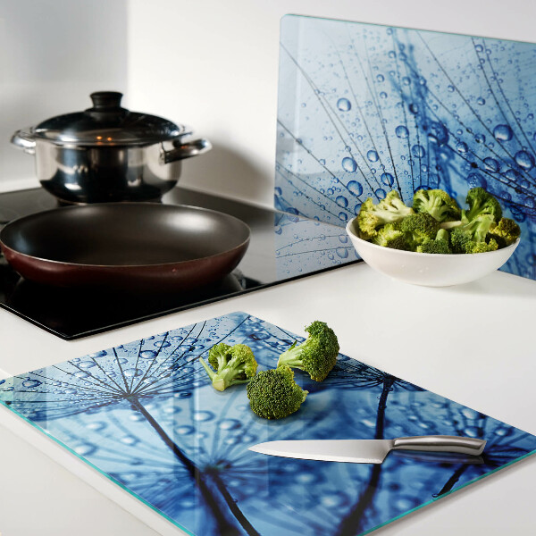 Szklana deska kuchenna Kwiaty z kroplami wody