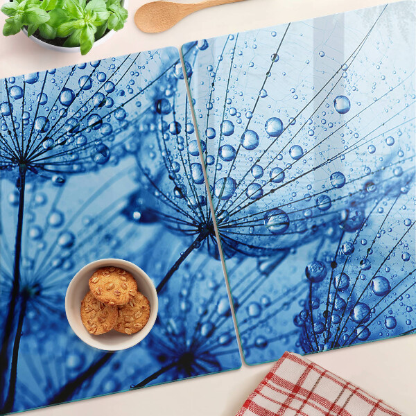 Tabla de cortar de cristal Flores con gotas de agua