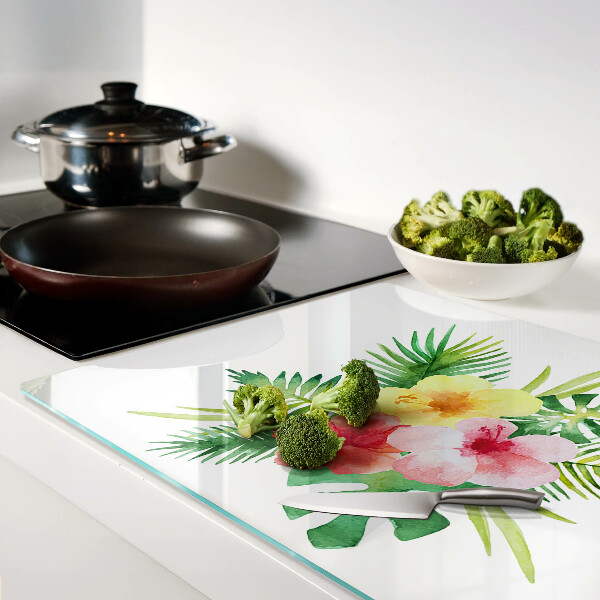 Tabla para cortar Flores y hojas tropicales