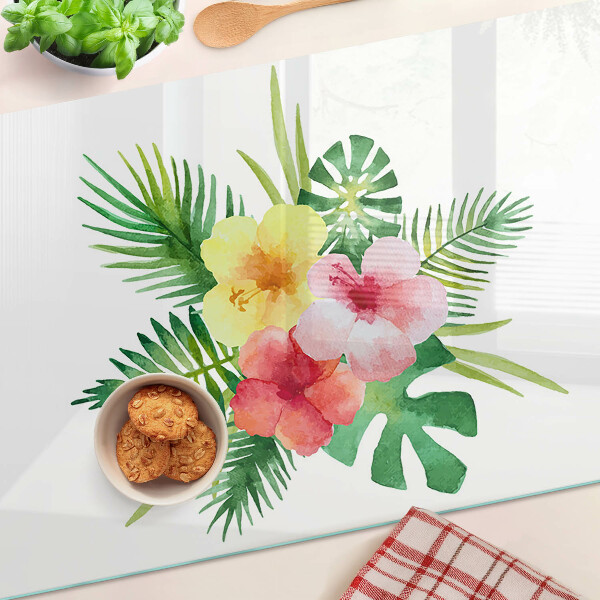 Tabla para cortar Flores y hojas tropicales