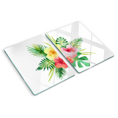 Tabla para cortar Flores y hojas tropicales