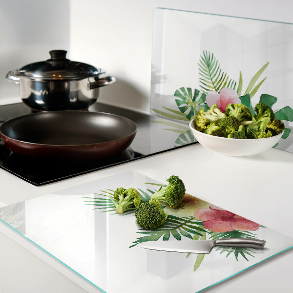 Tabla para cortar Flores y hojas tropicales