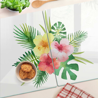 Tabla para cortar Flores y hojas tropicales