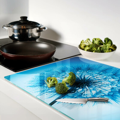 Szklana deska kuchenna Dmuchawiec na niebieskim tle