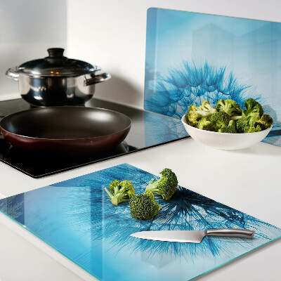 Szklana deska kuchenna Dmuchawiec na niebieskim tle