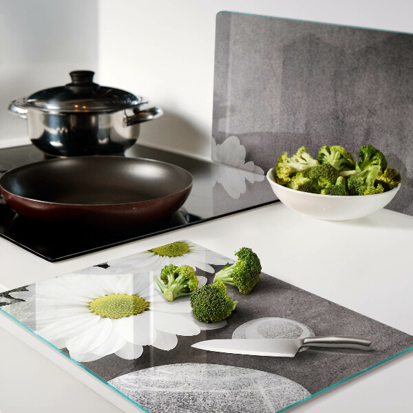 Szklana deska do krojenia Kwiaty i kamienie na tle