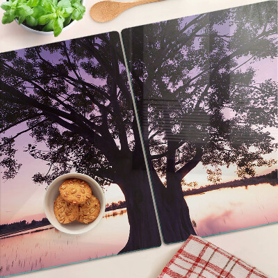Tabla para cortar Árbol al atardecer