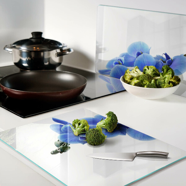 Szklana deska kuchenna Niebieskie orchidee