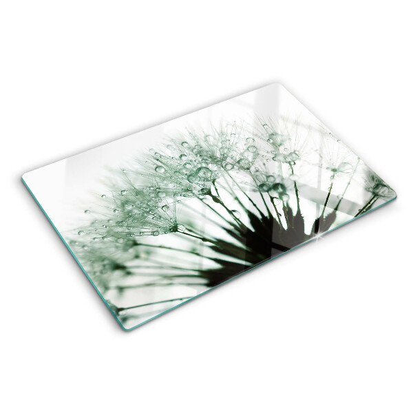 Tabla de cocina Dientes de león con gotas de agua