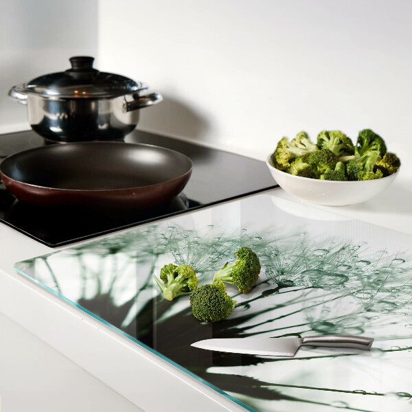 Tabla de cocina Dientes de león con gotas de agua