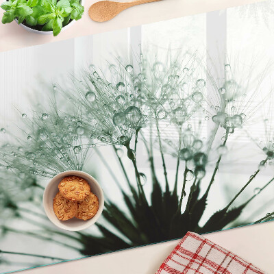 Tabla de cocina Dientes de león con gotas de agua