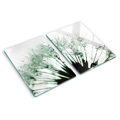 Tabla de cocina Dientes de león con gotas de agua