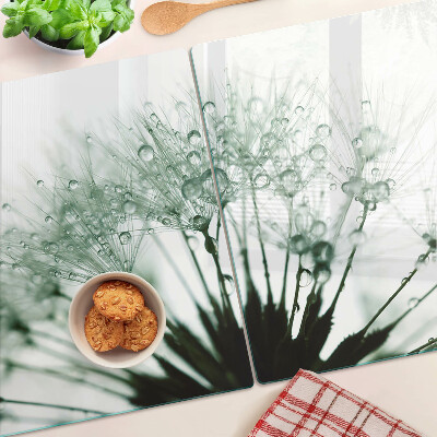 Tabla de cocina Dientes de león con gotas de agua