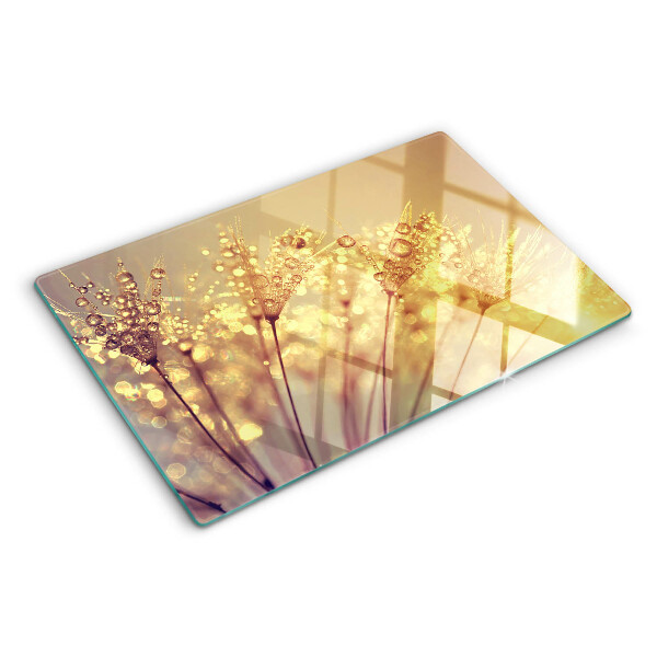 Deska kuchenna szklana Kwiaty z kroplami wody