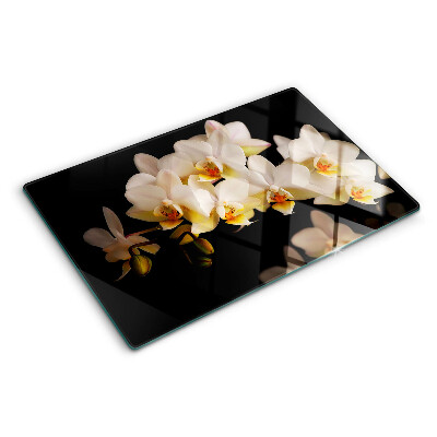 Deska kuchenna szklana Orchidee na czarnym tle