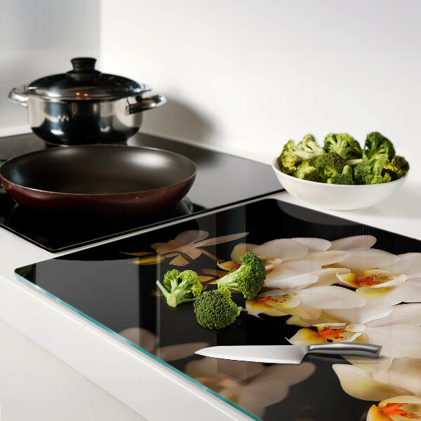 Deska kuchenna szklana Orchidee na czarnym tle