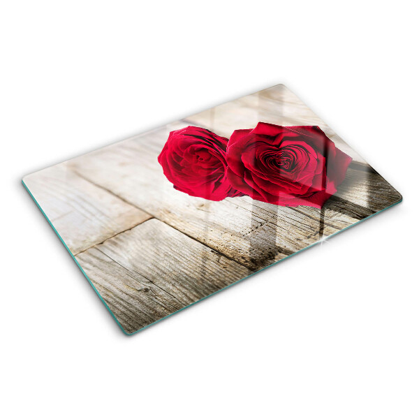 Tabla de cocina Rosas rojas sobre un fondo de madera
