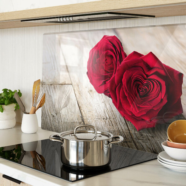 Tabla de cocina Rosas rojas sobre un fondo de madera