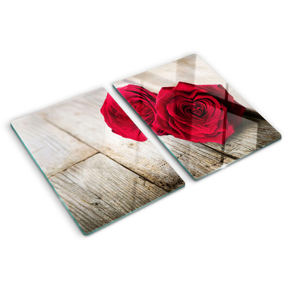 Tabla de cocina Rosas rojas sobre un fondo de madera