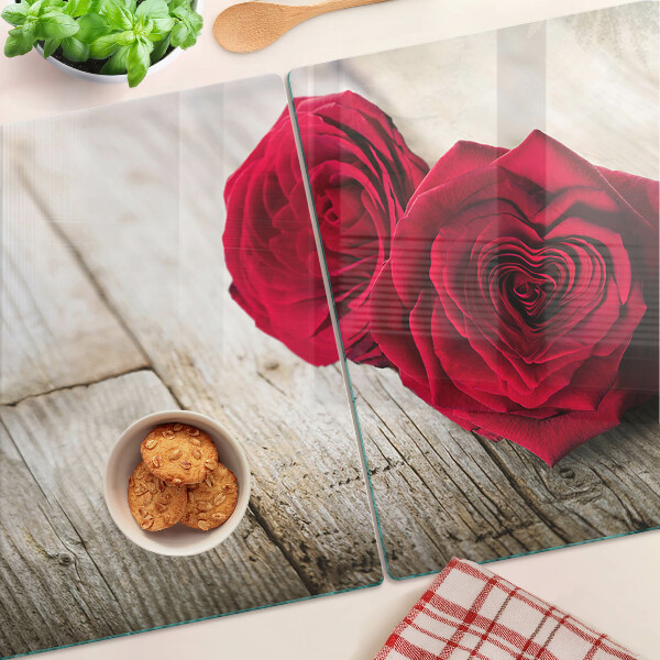 Tabla de cocina Rosas rojas sobre un fondo de madera