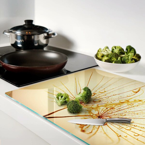 Szklana deska kuchenna Kwiaty z kroplami wody