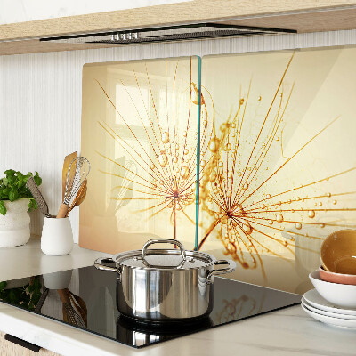 Szklana deska kuchenna Kwiaty z kroplami wody