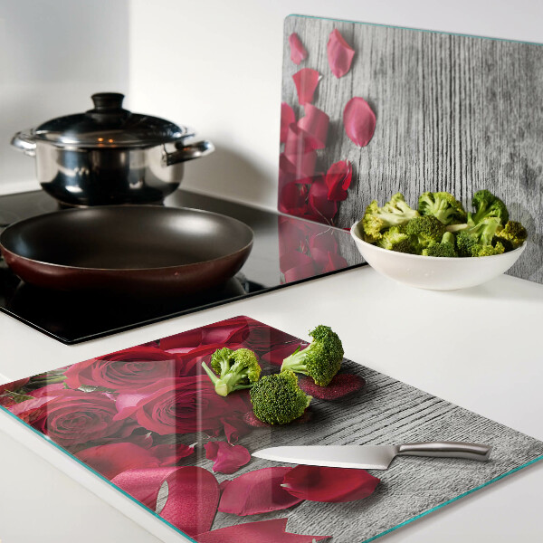 Tabla para cortar Rosas y pétalos de corazón