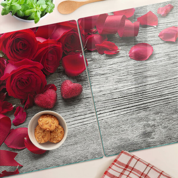 Tabla para cortar Rosas y pétalos de corazón