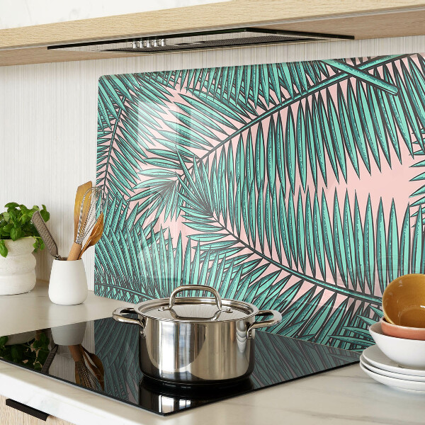 Deska kuchenna szklana Liście palmowe na różowym tle