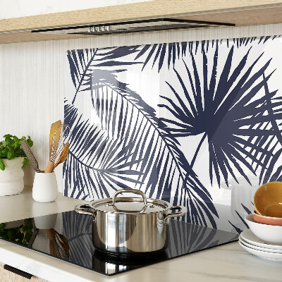 Tabla de cortar de cristal Hojas de palma sobre fondo blanco