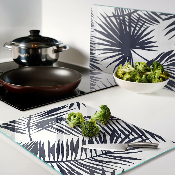 Szklana deska do krojenia Liście palmowe na białym tle