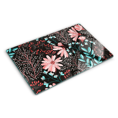 Tabla de cortar Patrón floral sobre fondo oscuro