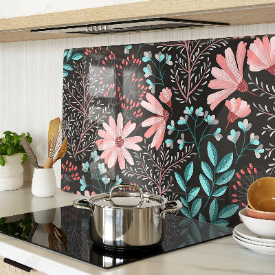 Szklana deska do krojenia Kwiatowy wzór na ciemnym tle