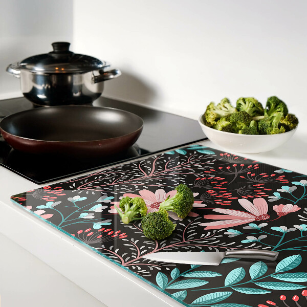 Tabla de cortar Patrón floral sobre fondo oscuro