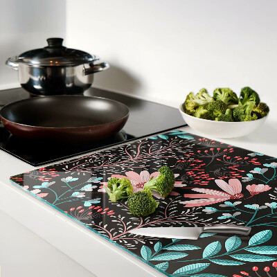 Szklana deska do krojenia Kwiatowy wzór na ciemnym tle