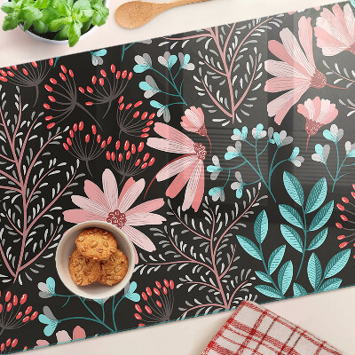 Tabla de cortar Patrón floral sobre fondo oscuro