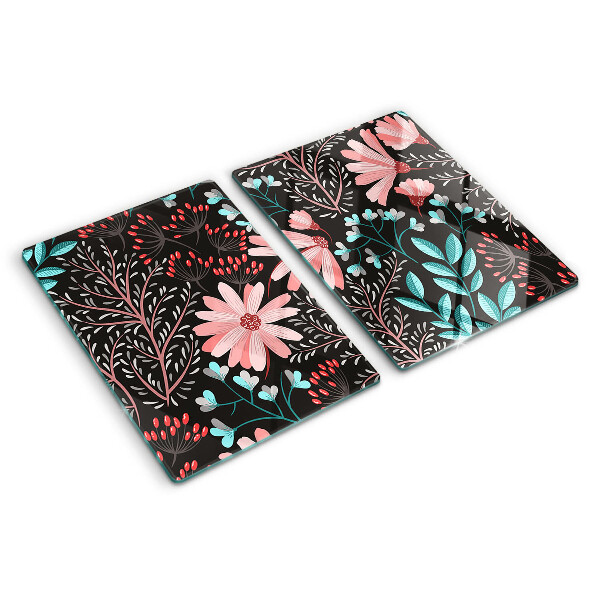 Tabla de cortar Patrón floral sobre fondo oscuro