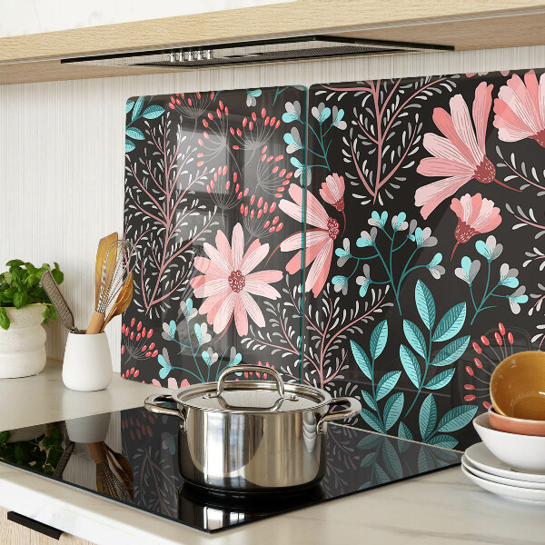 Tabla de cortar Patrón floral sobre fondo oscuro