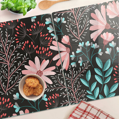 Tabla de cortar Patrón floral sobre fondo oscuro