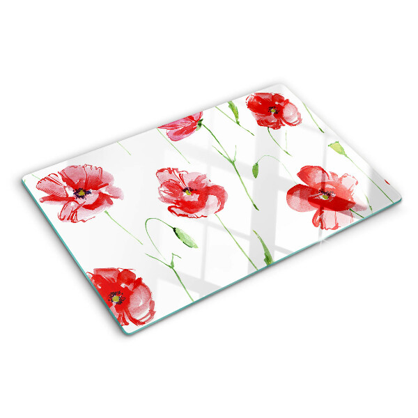 Tabla de cortar de cristal Patrón de amapola con flores