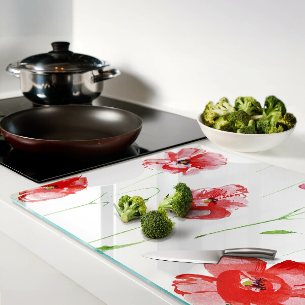 Tabla de cortar de cristal Patrón de amapola con flores