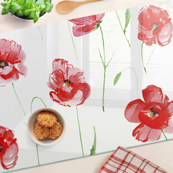 Tabla de cortar de cristal Patrón de amapola con flores