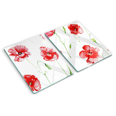 Tabla de cortar de cristal Patrón de amapola con flores