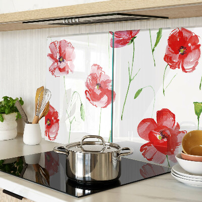 Szklana deska kuchenna Makowy wzór z kwiatami