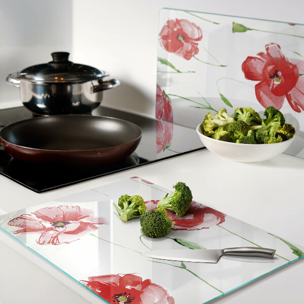 Tabla de cortar de cristal Patrón de amapola con flores