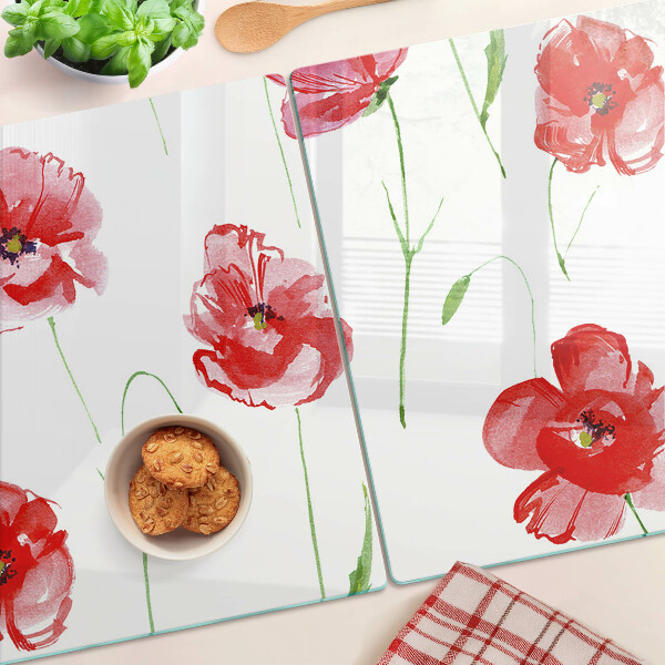 Tabla de cortar de cristal Patrón de amapola con flores