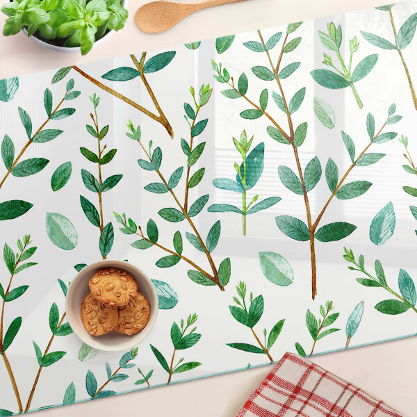 Tabla de cocina Hojas y ramitas en verde
