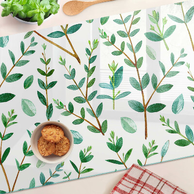 Tabla de cocina Hojas y ramitas en verde